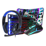 Combo Gamer Periféricos Teclado Mouse Rgb Mouse Pad Headset