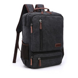 Mochila De Lona Executiva Para Notebook Resistente Viagem Cor Preto