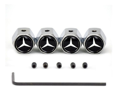 Tapones Válvula De Aire Para Mercedes Anti Robo Logo Negro