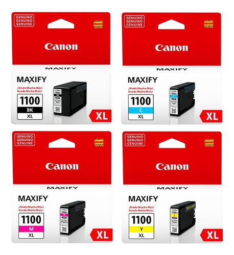 Pack 4 Tinta Canon Pgi-1100xl Original B/c/m/y Mb2010 Mb2110