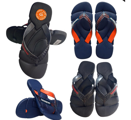 Kit 2 Chinelos Havaianas Power Azul E Preto Legítimos C/ Nf