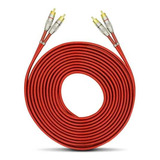 Kit Com 10 Cabos Rca 5 Metros Dupla Blindagem Cobre Vermelho