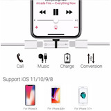 Adaptador Auriculares + Carga Para iPhone X, 7, 8, 8 Plus.