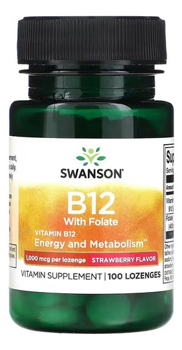 Vitamina B12 Con Folato 1000mcg 100tab Sublingual Swanson