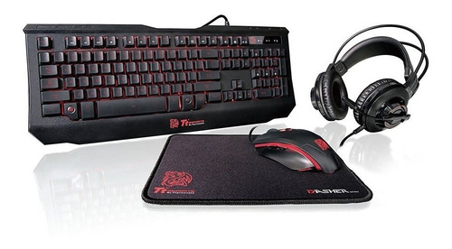 Kit Gamer Thermaltake Teclado Mouse Auriculares Pad Premium
