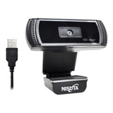 Cámara Web Cam Nisuta 1080p Con Micrófono Autofoco Nswc500a Color Negro