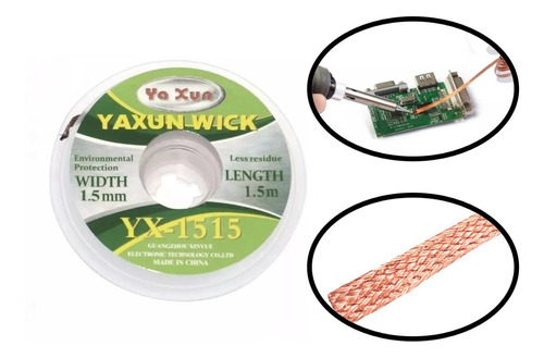 Malha Dessoldadora Yaxun Yx-1515 1,5mm 1,5m Bga Reball Cobre