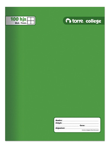 Cuaderno College Liso Croquis 100 Hojas Torre