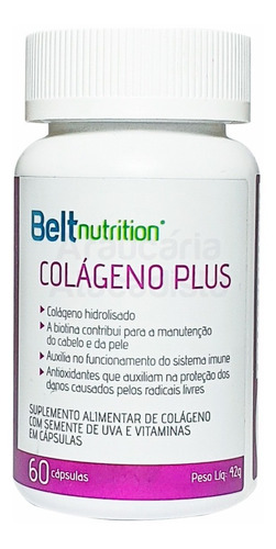 Colágeno Plus Hidrolisado 60 Cápsula Vitamina Belt Nutrition
