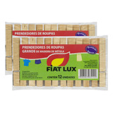 Kit 2 Prendedor De Roupa Fiat Lux Madeira Com 12un Cada