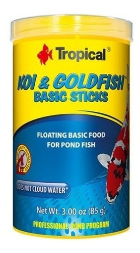 Tropical Koi Goldfish Basic Sticks Flote 85g Carpas Polypter