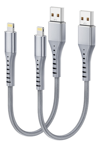 Cable Usb A Para iPhone Carga Rápida 3a Nylon 0.3m 2piezas