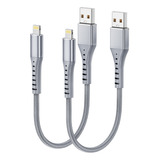 Cable Usb A Para iPhone Carga Rápida 3a Nylon 0.3m 2piezas