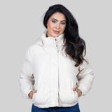 Jaqueta Puffer Feminina Forrada Inverno Com Capuz