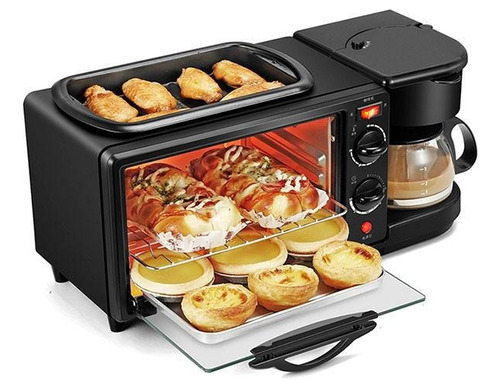 Máquina Desayuno 3 En 1 Sokany Cafetera Mini Horno Parrilla