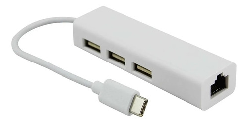 Conversor Adaptador 3 Usb + Rj45 A Tipo C