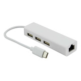 Conversor Adaptador 3 Usb + Rj45 A Tipo C