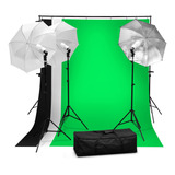 Set Fotografico Estudio Portatil Sombrilla Pantalla Verde