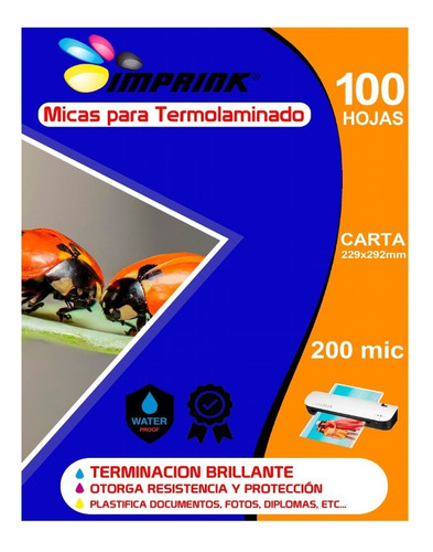 100 Micas Para Termolaminadora Carta 200 Mic Envio Incluido