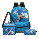 Kit Mochila Escolar Sonic Costas Lancheira+estojo