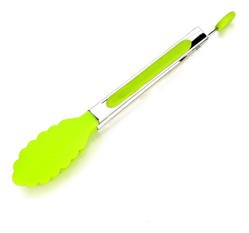 Pinza De Cocina En Silicona Y Acero Inoxidable Anti Rayones Color Verde