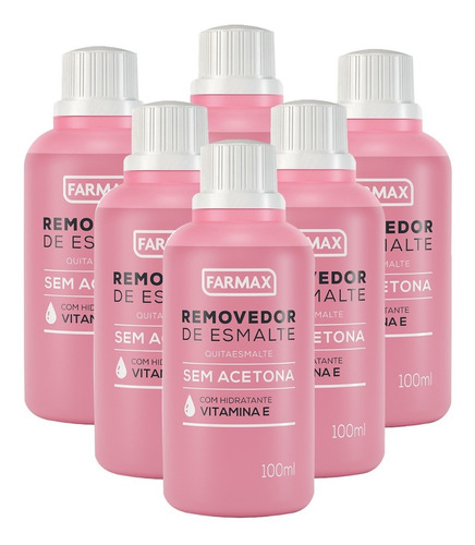 Removedor De Esmalte Sem Acetona Kit Com 6 De 100ml Cada