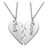 Collares Para Pareja Corazón Partido Plata .925