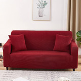 Cubre Sillón Color Rojo Tela Cuadrille 3 Cuerpos