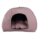 Cama Pet 2x1 Casinha Cabana Toca Iglu Cães Gato Almofada M Cor Poá Rosa