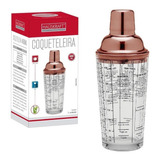 Coqueteleira Vidro Inox 450ml Drinks Caipirinha Com Receitas Cor Rose Gold