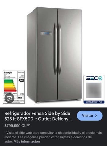 Refrigerador Inverter Auto Defrost Fensa Sfx500 Inox 517l
