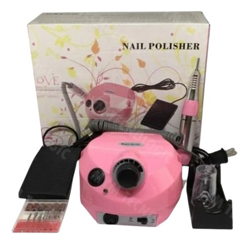 Máquina Pulidora Uñas Nail Polisher Dm-202 Rosada Pedal