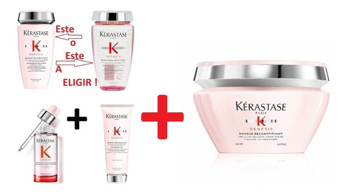Premium Kit Kerastase Genesis Shampoo+ Crema+ Mascara+ Serum