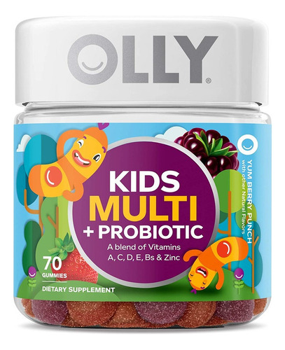 Olly Niños Kids 4+ Multivitamínico + Probióticos 70 Gomitas Sabor Berrys