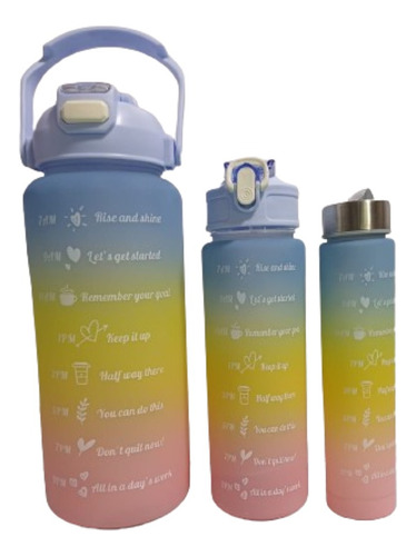  Botella Motivacional De Agua 3 Unidades Set X3 