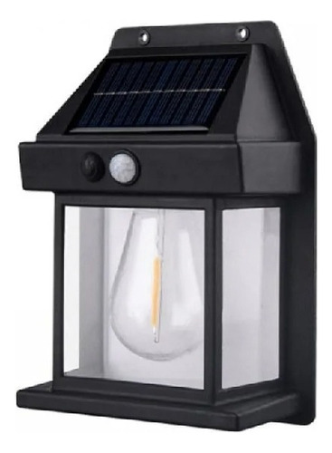 Foco Aplique Led Solar Luz Calida Sensor Exterior Casa Patio Color Negro