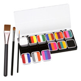 Shi Kit De Pintura Facial De 12 Colores 3 Pinceles Pintura