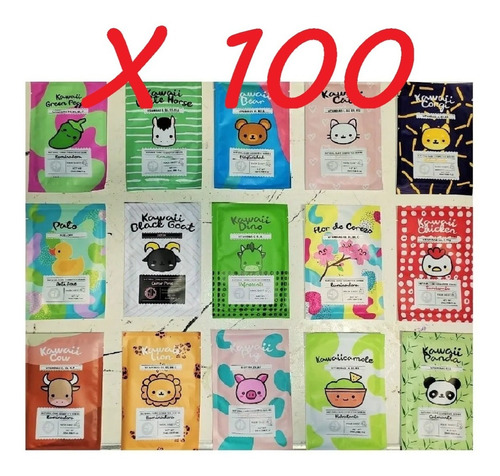 100 Pzs Mascarillas Kawaii Faciales Dibujos De Hoja Mayoreo