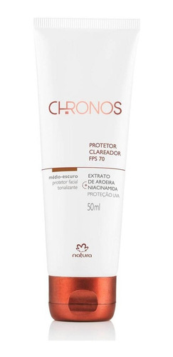 Natura Chronos Protetor Clareador Fps70 Médio Escuro - 50ml