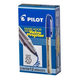 Caneta Retroprojetor 2.0mm Azul Pilot Caixa Com 12 Unidades