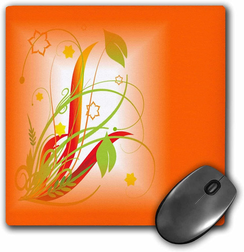 Mouse Pad Naranja Dibujo Pergamino Verde 8 X 8 Pulgadas