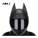 Casco Negro Con Orejas De Gato Batman  Motociclista Hnj