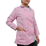 Filipina Chef Mujer Rosa Pastel Con Verde Menta En Poliéster