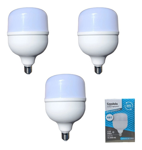 3 Lamparas Led Galponera 48w Luz Fria High Power Focopotente