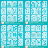 Paquete 6 Stencils Navideños Plantillas Para Manualidades