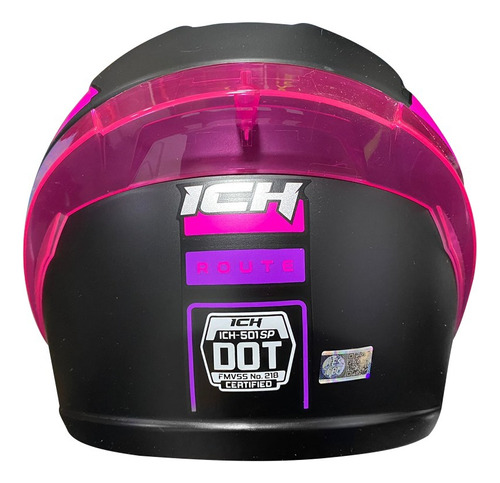 Casco De Moto Integral Ich 501 Route Negro Fucsia Foto 2