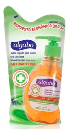 5 Repuestos Jabón Líquido Algabo Antibacterial 300 ml