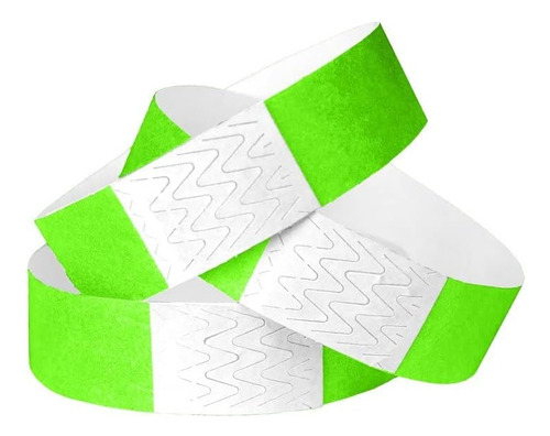 Pulseras De Tyvek Verde Neón Eventos 1200 Piezas Pulse...