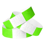 Pulseras De Tyvek Verde Neón Eventos 1200 Piezas Pulse...