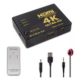 Hub Switch Hdmi 3x1 Áudio E Vídeo Divisor 1080p Com Controle